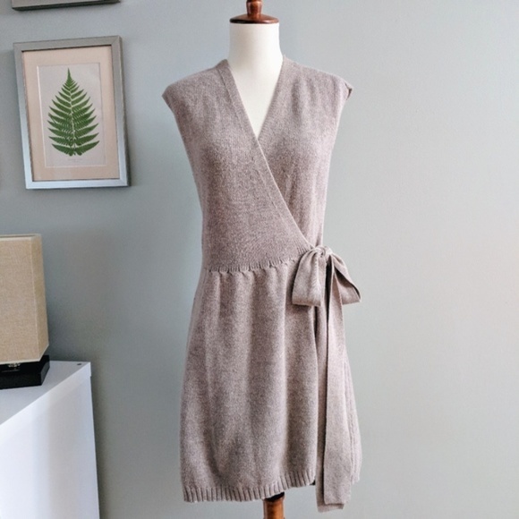 Anthropologie Sweaters - Sparrow Taupe Wrap Sweater Vest Dress M